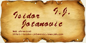 Isidor Jotanović vizit kartica